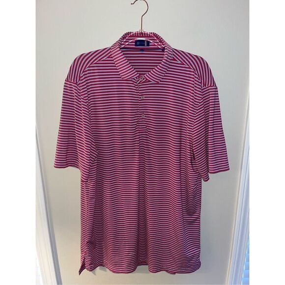 Stitch Men's Pink Striped Golf Polo M/L - Picture 1 of 4